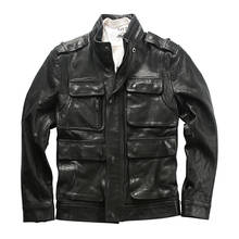 6133 AVFLY Read Description! Asian Size Army Genuine Quality M65 Outerwear Sheep Leather Jacket 2024 - buy cheap