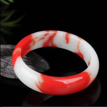 Brazalete de Jade rojo y blanco Natural para hombre y mujer, pulsera auténtica, accesorios de moda, amuleto tallado a mano, regalos 2023 - compra barato