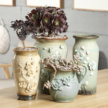 Vaso de flores vintage coreano, piranha de cerâmica para plantas suculentas artesanais, pilha antiga em vasos, jardim de fadas para casa 2024 - compre barato