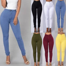 Для женщин женские обтягивающие брюки из денима с Высокая талия узкие Стрейчевые джинсы узкие брюки Для женщин повседневные джинсы на осень 2024 - купить недорого
