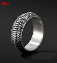 925 pure  sterling silver dragon scale ring men's vintage round ring 2024 - buy cheap