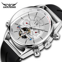 Fashion JARAGAR Mens Automatic Mechanical Watches Tourbillion Black Silicone Clock Multi Function Display Male Clock 2024 - buy cheap