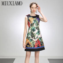 MIUXIMAO 2021 Spring Summer Party Dress Flower Grape Diamonds Above Knee Tank Office Lady  Casual Dress Women Vestidos 2024 - buy cheap