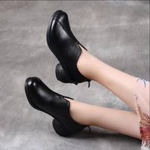 Spring Autumn  Vintage Style Women Pumps Genuine Leather High Heel Shoes Genuine Leather Thick Heels Handmade Shoe 2024 - buy cheap