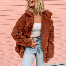 JAYCOSIN Faux Fur Coat Women 2019 Autumn Winter Warm Soft Fur Jacket Female Camel Hairy Overcoat Pocket Casual Teddy Outwear 812 2024 - buy cheap