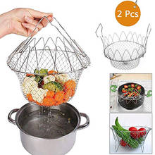 2 Pcs 304Stainless Steel Foldable Fry Basket Chef Telescopic Basket Fried Filter Drainage Rack for Fried Food or Fruits 2024 - buy cheap