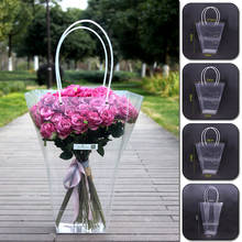 Bolsas de regalo de plástico en forma de T, caja de embalaje de flores trapezoidales transparentes, contenedor de flores, bolso de almacenamiento 2024 - compra barato