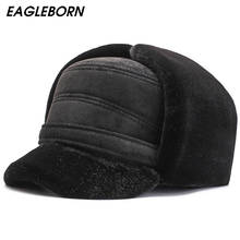 New Winter New Bomber Hat Men Ear Protection Hat Dad Hat Plus Velvet Thick Warm Military Cap Suede Russian Bomber Hat for Men 2024 - buy cheap