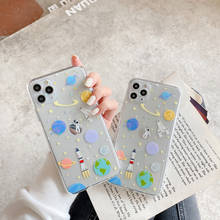 Funda de teléfono Retro para iPhone, carcasa suave bonita con diseño de cielo estrellado, Planeta, piloto, arte Kawaii, para modelos 12, 11 Pro Max, Xr, Xs Max, 7, 8 Plus y 7Plus 2024 - compra barato