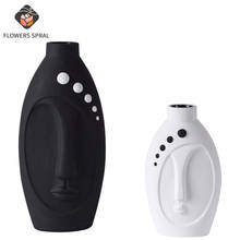 Nordic Simple Black And White Human Face Ceramic Vase Decoration Living Room Creative Home Decoration Decoration Ceramic Vase 2024 - buy cheap