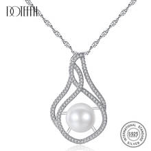 Dotefil-collar de perlas de circonita de plata 925, colgante de perla Natural ovalada de agua dulce de 10-15MM, joyería de perlas, regalo para mujer 2024 - compra barato