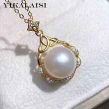 YIKALAISI-colgantes de perlas de agua dulce para mujer, joyería oblato Natural de 9-10mm, collares de plata de ley 925, venta al por mayor 2024 - compra barato