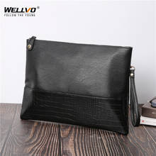 Men Leather Day Clutch Envelope Hand Bag Alligator Patchwork Business Male Bags Vintage Soft Large Office Wallet For Phone XA70C 2024 - buy cheap