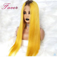 Peluca de cabello humano Remy para mujeres negras, pelo brasileño con encaje frontal, color amarillo, rojo, azul, con raíces negras, 13x4, prearrancado 2024 - compra barato