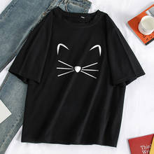 Camisetas holgadas de manga corta para mujer, camisetas con estampado de gatos y batidores, estilo Punk Harajuku, camisetas de cuello redondo 2024 - compra barato