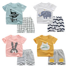Пижамный комплект детский летний с коротким рукавом, одежда для сна с героями мультфильмов, ночная рубашка для мальчиков и девочек 2024 - купить недорого
