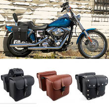 Motorcycle Saddlebags Luggage Black/ Brown Side PU Saddle Bag Leather for Harley Sportster XL883 XL1200 XL 883 1200 2024 - buy cheap