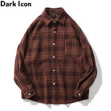 Dark Icon-camisa gruesa de lana para hombre y mujer, chaqueta a cuadros con cuello vuelto, prendas de vestir, chaquetas 2024 - compra barato