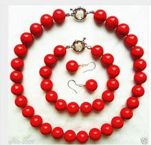 Genuíno 10mm coral vermelho concha do mar do sul pérola colar pulseira brincos contas conjunto de jóias femininas 2024 - compre barato