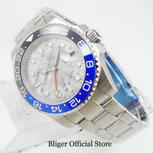 BLIGER самообмотка мужские наручные часы с календарем окно сапфировое стекло 40 мм часы GMT функция стерильный серый циферблат мужской Тал браслет 2024 - купить недорого