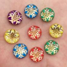 60PCS Shiny Resin 12mm Round Colorful Spun Gold Flower Flatback Rhinestone Scrapbook DIY Wedding Applique Ornament Crafts SG43 2024 - buy cheap