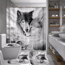 Snuggled Wolf Waterproof Shower Curtains Bathroom Set Toilet Lid Cover Non-Slip Bath Mat Rugs Home Decor with 12 Hooks 2024 - buy cheap