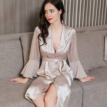 100 Silk Robe Women  Long  Nightgown Pajamas Sleepwear Nightwear Luxury Brand SATIN   Pure Silk Women's  Home clothes Girls 2024 - buy cheap