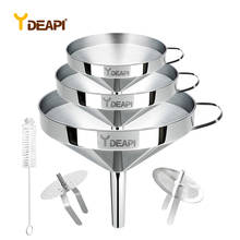 YDEAPI Stainless Steel Funnel Kitchen Oil Liquid Funnel Metal Funnel  Detachable Filter  Mouth Funnel for Canning Kitchen Tools 2024 - buy cheap