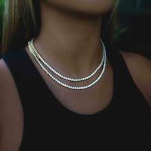 New hip hop choker styles 5A iced out bling cz tennis chain necklace sparking bling wedding engagement bridal choker 15" 16" 2024 - buy cheap