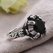 Anillo de plata esterlina 100% para hombre y mujer, sortija Original de cristal negro grande Unisex, regalo de fiesta sin decoloración, venta al por mayor, 925 2024 - compra barato