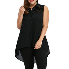 5xl, женская шифоновая блузка большого размера, Кружевная туника без рукавов, рубашка, свободные женские топы, модная женская одежда 2020, roupas feminina 2024 - купить недорого