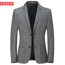 FGKKS Men's Autumn Winter Men Stripe Suit Jacket Casual Slim Fit One-button Blazers For Men Blazer Male 2024 - buy cheap