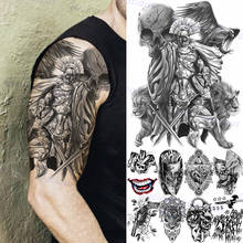 Tatuajes temporales de Black Warrior Knight Tribe para hombres adultos, payaso, Tigre, búho, tatuaje falso, pegatina, pistola, espada, tatuajes lavables únicos 2024 - compra barato