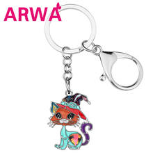 Chaveiro de esmalte arwa feminino, chaveiro de gato com strass cristalino, sorriso, gatinho, animal, joias para mulheres, amantes de presente, bolsa 2024 - compre barato