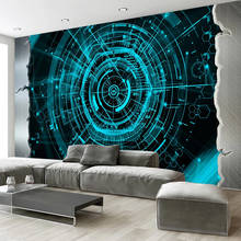 Custom 3D Mural Wallpaper Modern Fashion Blue Geometry Poster Bar Restaurant Wall Painting Wallpapers For Living Room Decoration 2024 - buy cheap