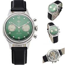 RED STAR 38mm HKED Green Chronograph Men Seagull 1963 Movement Sapphire Acrylic Glass Mens Pilot Wristwatches With Gooseneck 2024 - buy cheap