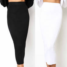Women Knitted Bodycon Long Skirt Fashion Sexy Black White High Waist Pencil Skirts Female Elastic Skirts Club Wear 2024 - buy cheap