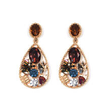 Luxury Crystal Rhinestone Earrings Women Vintage Ethnic Water Drop Long Dangle Earrings ZA Jewelry 2019 2024 - buy cheap