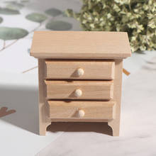 Mesita de noche de madera en miniatura para casa de muñecas, accesorios de muebles, modelo 1/12 2024 - compra barato