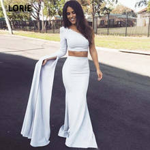 LORIE Two Pieces Evening Dresses Mermaid One Shoulder Very Long Sleeve Custom Made Floor Length Prom Party Gowns Formal Dress 2024 - buy cheap