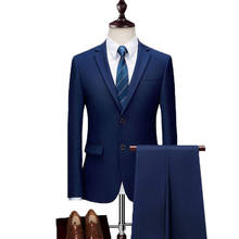 Men's Formal Business Suit 2 Pieces Notch Lapel Tuxedos Groomsmen Two Button 2020 New(Blazer+Pants) 2024 - buy cheap