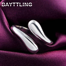 BAYTTLING Silver Color Gold/Silver Glossy Water Drop Open Ring For Woman Man Fashion Wedding Party Jewelry Gift 2024 - buy cheap