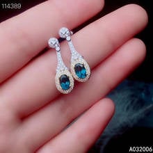 KJJEAXCMY fine jewelry 925 sterling silver inlaid natural blue topaz ear studs luxury ladies earrings support testing 2024 - buy cheap