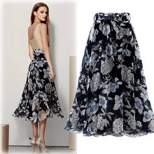 2022 Fashion Summer Skirt Female European American Big Size Broken Flower Skirt Chiffon Skirt Print Street-wear Woman Clothing 2024 - buy cheap