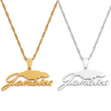 Anyo colar com pingente de mapa jamaicano, feminino, cor prata/ouro, joia para presente, #115521 2024 - compre barato