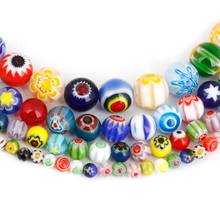 Miçangas coloridas várias cores, 4/6/8/10mm, forma redonda, flores, miçangas de vidro para vestuário, costura, artesanato, acessórios 2024 - compre barato