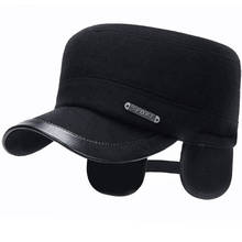 High Quality Men's Baseball Cap With Ear Flaps Winter Hat Flat Top Snapback Hats Bone Trucker Caps 2024 - buy cheap