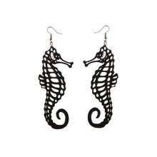 Trendy Punk Ocean Animal Sea Horse Vintage Earrings For Women Fashion Hollow Out Long Black Acrylic Earrings Jewelry E20015 2024 - buy cheap