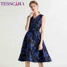 TESSCARA Women Spring & Summer Elegant Jacquard Dress Female Vintage Office Party Robe High Quality Floral Designer Vestidos 2024 - buy cheap