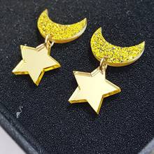 2021 anime sailor moon acrílico brincos estrela e lua amarelo cor acrílico brinco studs para mulheres menina bonito jóias presentes 2024 - compre barato